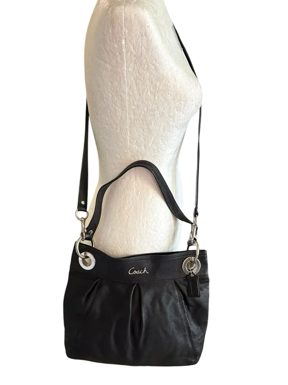 COACH Ashley Hippie Y2K Black Leather Shoulder Bag Crossbody - F17605
